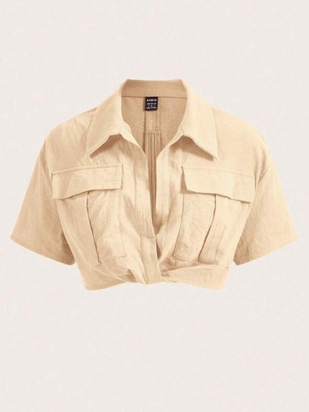 SHEIN | Apricot Button Up Crop Blouse